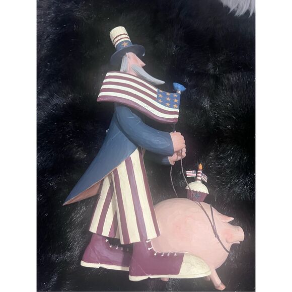 WILLIRAYE STUDIO "WALKING THE HOG" - UNCLE SAM, WALKING A PIG 10" patriotic - Picture 2 of 10